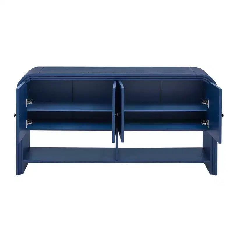 Mesa Consola de Madera con Gabinete de Almacenamiento, Mesa de Entrada Moderna con Diseño de Listones de Madera Trenzados para Sala de Estar y Entrada