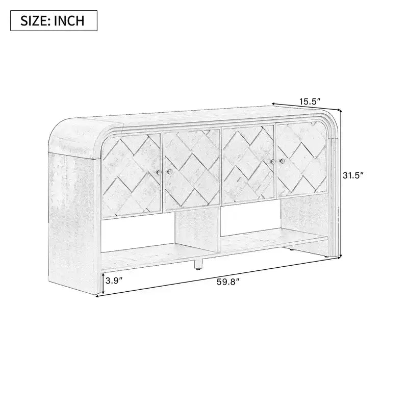Mesa Consola de Madera con Gabinete de Almacenamiento, Mesa de Entrada Moderna con Diseño de Listones de Madera Trenzados para Sala de Estar y Entrada