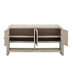 Mesa Consola de Madera con Gabinete de Almacenamiento, Mesa de Entrada Moderna con Diseño de Listones de Madera Trenzados para Sala de Estar y Entrada