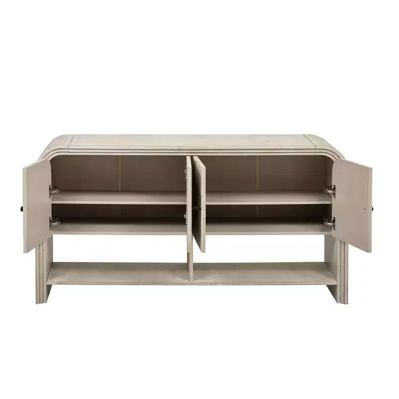 Mesa Consola de Madera con Gabinete de Almacenamiento, Mesa de Entrada Moderna con Diseño de Listones de Madera Trenzados para Sala de Estar y Entrada
