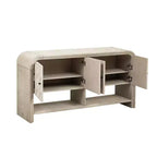 Mesa Consola de Madera con Gabinete de Almacenamiento, Mesa de Entrada Moderna con Diseño de Listones de Madera Trenzados para Sala de Estar y Entrada