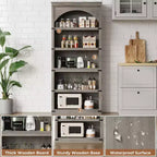 Estantería alta arqueada, librería estilo rústico de 5 niveles, veta de madera, 40"An x 68.7"Al