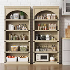 Estantería alta arqueada, librería estilo rústico de 5 niveles, veta de madera, 40"An x 68.7"Al