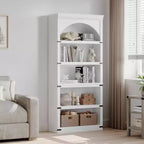 Estantería alta arqueada, librería estilo rústico de 5 niveles, veta de madera, 40"An x 68.7"Al