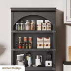 Estantería alta arqueada, librería estilo rústico de 5 niveles, veta de madera, 40"An x 68.7"Al
