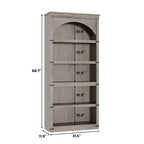 Estantería alta arqueada, librería estilo rústico de 5 niveles, veta de madera, 40"An x 68.7"Al