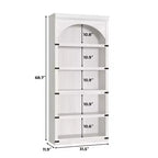 Estantería alta arqueada, librería estilo rústico de 5 niveles, veta de madera, 40"An x 68.7"Al