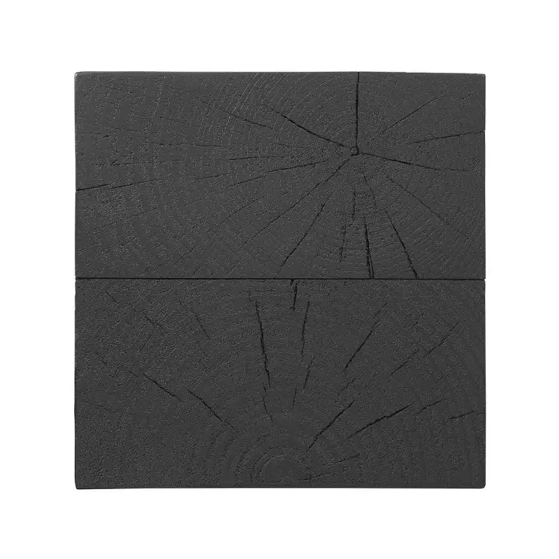 Mesa auxiliar de madera de pino macizo estriado, textura natural de tronco de árbol, negra, capacidad de 90 kg