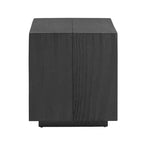 Mesa auxiliar de madera de pino macizo estriado, textura natural de tronco de árbol, negra, capacidad de 90 kg