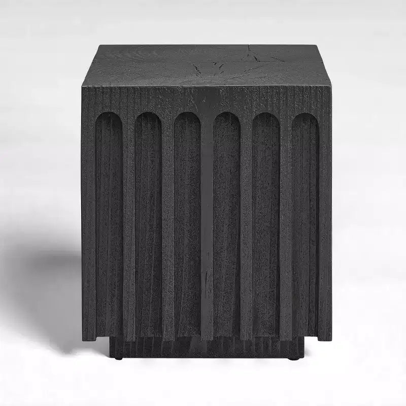 Art Leon Unique Fluted Solid Wood End Table Side Table