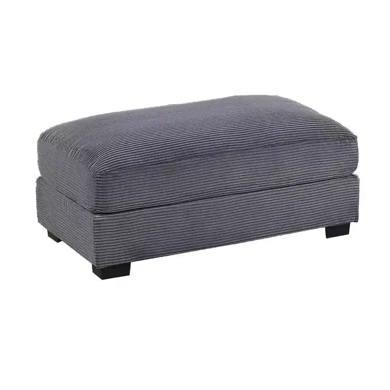 Otomana rectangular grande para cócteles, tapicería de pana gris oscuro, patas negras, 45x28"