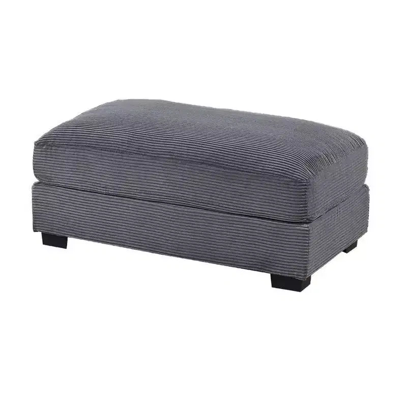 Otomana rectangular grande para cócteles, tapicería de pana gris oscuro, patas negras, 45x28"