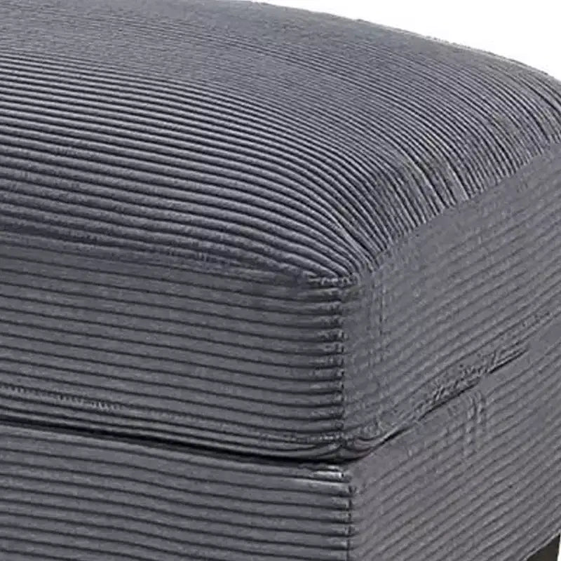 Otomana rectangular grande para cócteles, tapicería de pana gris oscuro, patas negras, 45x28"