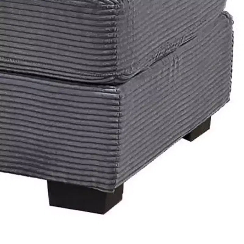 Otomana rectangular grande para cócteles, tapicería de pana gris oscuro, patas negras, 45x28"