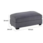 Otomana rectangular grande para cócteles, tapicería de pana gris oscuro, patas negras, 45x28"