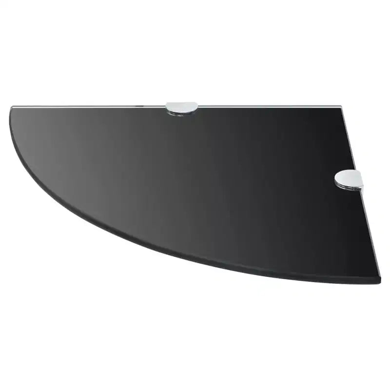 Juego de 2 estantes de esquina de cristal de seguridad templado negro de 25x25 cm