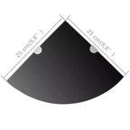 Juego de 2 estantes de esquina de cristal de seguridad templado negro de 25x25 cm