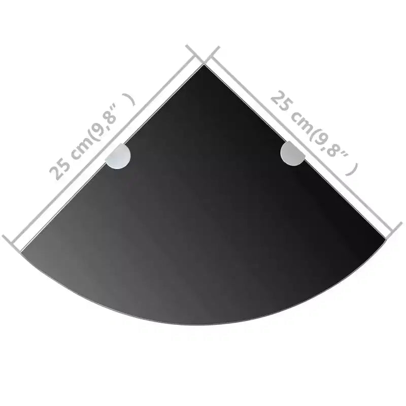 Juego de 2 estantes de esquina de cristal de seguridad templado negro de 25x25 cm