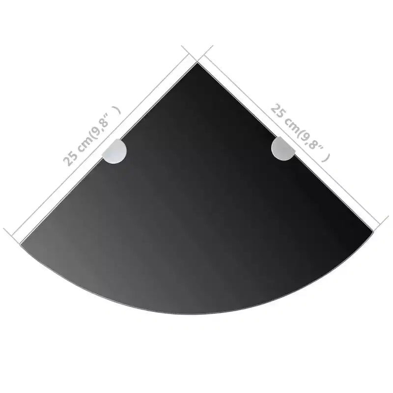 Estante de esquina de cristal templado negro Montaje en pared pequeño