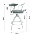 Juego de 2 taburetes de bar modernos giratorios de 26" de altura para mostrador, tapizados con respaldo bajo para isla de cocina