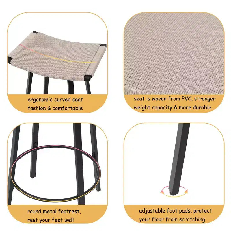 Juego de 2 taburetes de bar modernos giratorios de 26" de altura para mostrador, tapizados con respaldo bajo para isla de cocina