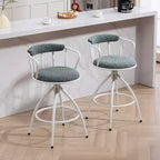 Juego de 2 taburetes de bar modernos giratorios de 26" de altura para mostrador, tapizados con respaldo bajo para isla de cocina