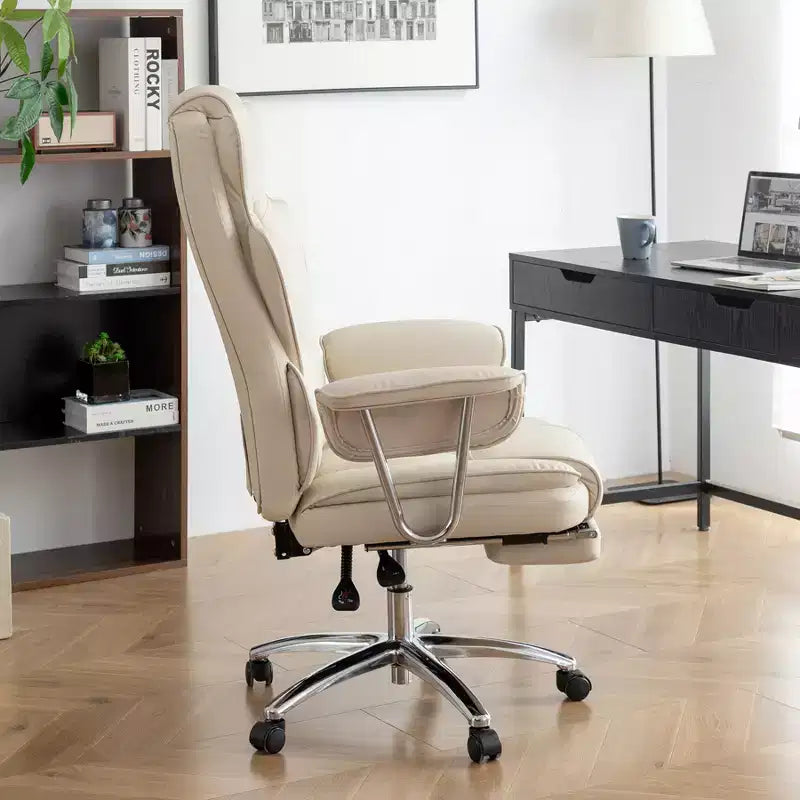 Silla ejecutiva de oficina con respaldo alto, silla ergonómica de oficina con asiento extra ancho, soporte lumbar y reposabrazos acolchados, silla giratoria con ruedas para escritorio de casa