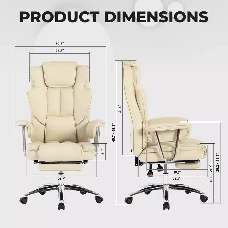 Silla ejecutiva de oficina con respaldo alto, silla ergonómica de oficina con asiento extra ancho, soporte lumbar y reposabrazos acolchados, silla giratoria con ruedas para escritorio de casa