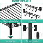 Estantería de Almacenamiento de 5 Niveles con Ruedas Unidad de Estantería de Alambre Ajustable Organizador de Metal para Cocina, Garaje, Despensa, Armario, Lavadero