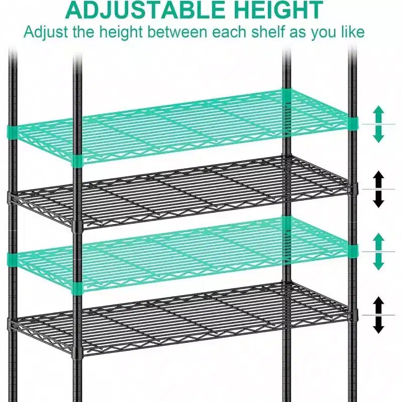 Estantería de Almacenamiento de 5 Niveles con Ruedas Unidad de Estantería de Alambre Ajustable Organizador de Metal para Cocina, Garaje, Despensa, Armario, Lavadero
