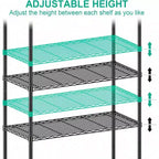 Estantería de Almacenamiento de 5 Niveles con Ruedas Unidad de Estantería de Alambre Ajustable Organizador de Metal para Cocina, Garaje, Despensa, Armario, Lavadero