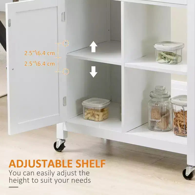 Carrito de isla de cocina, isla de cocina con ruedas y estante de almacenamiento, encimera de madera maciza, cajón, para comedor