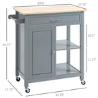 Carrito de isla de cocina, isla de cocina con ruedas y estante de almacenamiento, encimera de madera maciza, cajón, para comedor