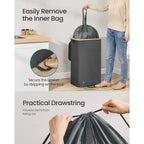 Contenedor de reciclaje de 98 litros, contenedor de reciclaje de botellas con bolsa interior y orificio de recogida, diseño plegable, gris pizarra y beige