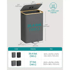 Contenedor de reciclaje de 98 litros, contenedor de reciclaje de botellas con bolsa interior y orificio de recogida, diseño plegable, gris pizarra y beige