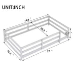 Cama Baja de Metal Twin con Valla para Niños, Cama Montessori Moderna para Dormitorio