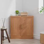 Mueble esquinero de almacenamiento con 2 puertas de madera maciza y estantes ajustables, beige, 31" ancho x 16" alto