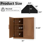 Mueble esquinero de almacenamiento con 2 puertas de madera maciza y estantes ajustables, beige, 31" ancho x 16" alto