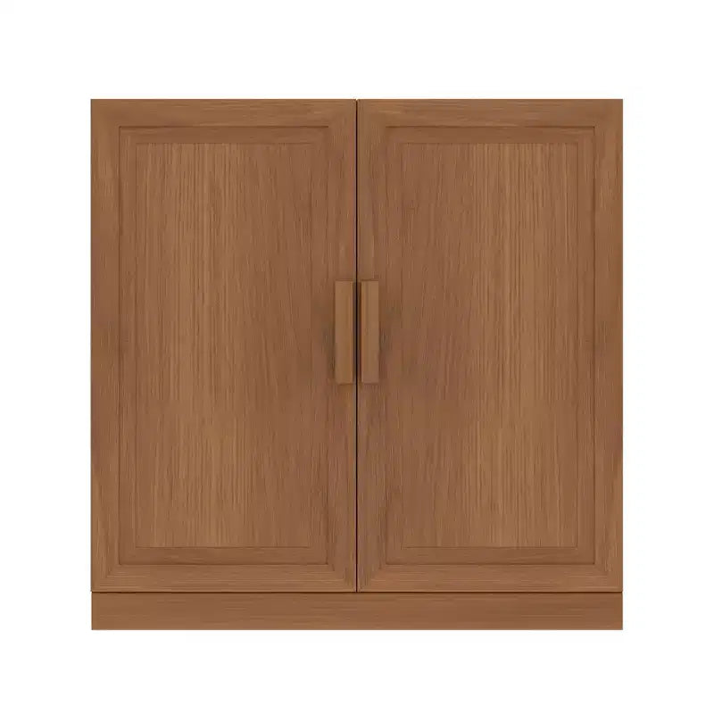 Mueble esquinero de almacenamiento con 2 puertas de madera maciza y estantes ajustables, beige, 31" ancho x 16" alto