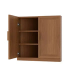 Mueble esquinero de almacenamiento con 2 puertas de madera maciza y estantes ajustables, beige, 31" ancho x 16" alto