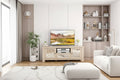 Mueble de TV retro de 55 pulgadas con puertas de espejo y cajones