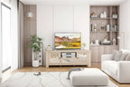 Mueble de TV retro de 55 pulgadas con puertas de espejo y cajones