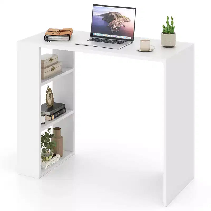 Costway 36 Compact Writing Desk w/ 3 Open Shelves Freestanding Anti-tipping Kit