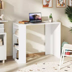 Escritorio compacto de 36" con 3 estantes abiertos y kit antivuelco, blanco, para oficina en casa o dormitorio