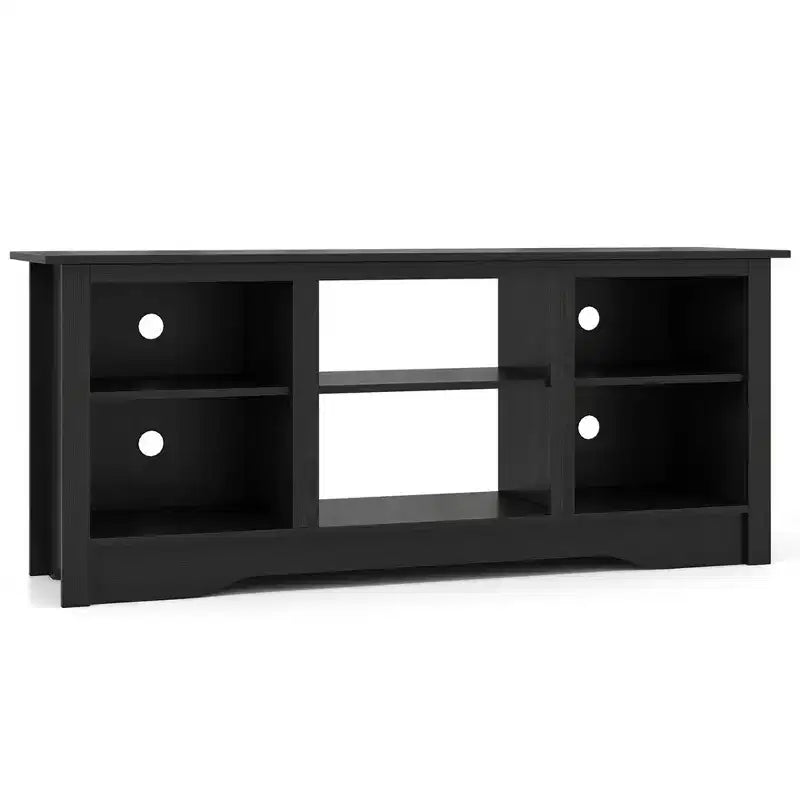 Mueble de TV de 58 pulgadas con 3 estantes ajustables para TV de 65 pulgadas, color negro