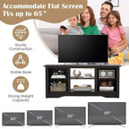 Mueble de TV de 58 pulgadas con 3 estantes ajustables para TV de 65 pulgadas, color negro