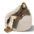 TUYOHW Velvet Lazy Chairs for Adults,Comfy Bean Bag Chairs with Soft Removable Cover for Living Room,Camel