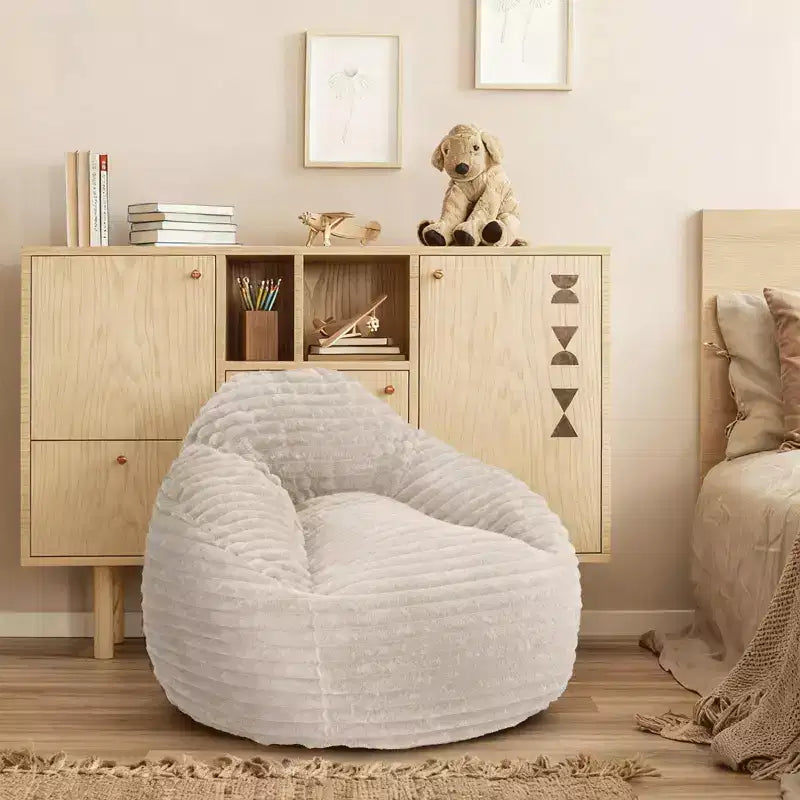Sillón tipo puf de terciopelo para adultos, relleno de espuma con funda extraíble, color camel, para interior y exterior