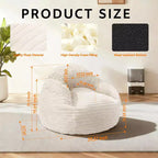 Sillón tipo puf de terciopelo para adultos, relleno de espuma con funda extraíble, color camel, para interior y exterior