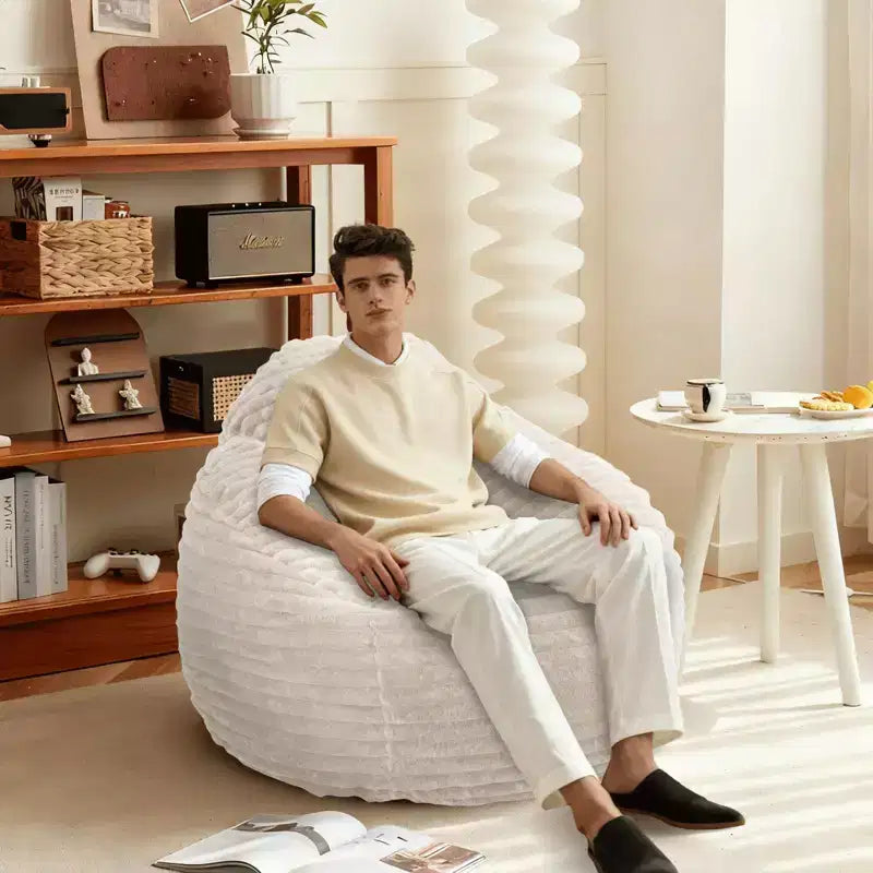 Sillón tipo puf de terciopelo para adultos, relleno de espuma con funda extraíble, color camel, para interior y exterior